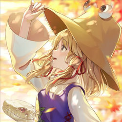 This is a pixiv picture whose title is 諏訪子様と秋の空.
