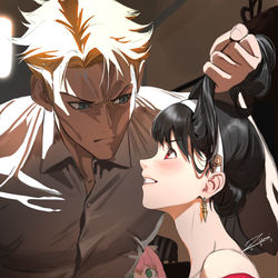 This is a pixiv picture whose title is Spy x JJK.
