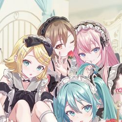 This is a pixiv picture whose title is MAID♥VOCALOID.