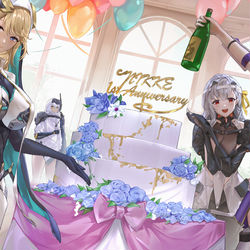 This is a pixiv picture whose title is Nikke 1st Anniversary.