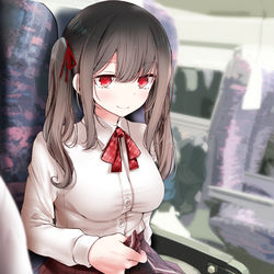 This is a pixiv picture whose title is 通勤道中でぱんつを見せてくるツインテ女子.