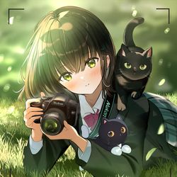 This is a pixiv picture whose title is カメラを向けると微笑んでくれる写真部の先輩.