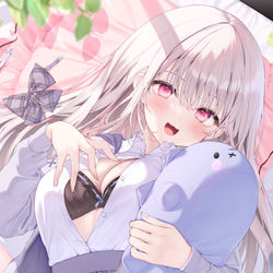 This is a pixiv picture whose title is 「一緒に寝よーよ」.