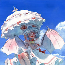 This is a pixiv picture whose title is 日傘があれば大丈夫なレミリア.