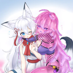 This is a pixiv picture whose title is 🤍🦊💕→🤍💧💕.