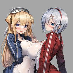 This is a pixiv picture whose title is 日米くちくおっぱい対決.