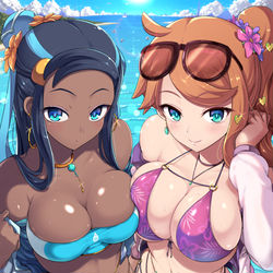 This is a pixiv picture whose title is 海のソニアさんとルリナさん.