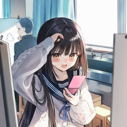This is a pixiv picture whose title is 「ちょっと待って、せっかくなら可愛く描いてもらいたい」.