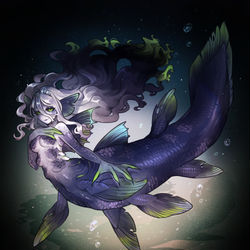 This is a pixiv picture whose title is 【Skeb】シーラカンス人魚.