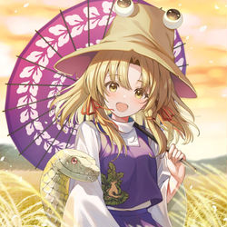 This is a pixiv picture whose title is 稲穂と諏訪子様.