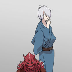 This is a pixiv picture whose title is 鬼、参上！.