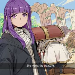 This is a pixiv picture whose title is Fern and her master.