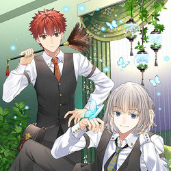 This is a pixiv picture whose title is 【FGOホテルカルデア】千子村正・オベロンイラスト.