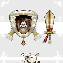 This is a pixiv picture whose title is ウールーモチーフの武器（ポケモン）.