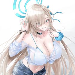 This is a pixiv picture whose title is アスナ水着デニムショートパンツ.