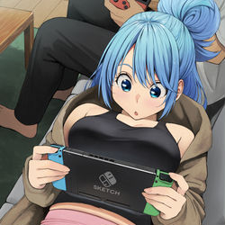 This is a pixiv picture whose title is 『100日後もグレードアップし続けるアクア』.
