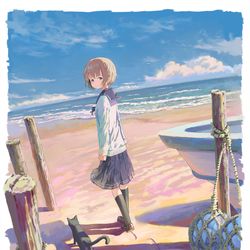 This is a pixiv picture whose title is 海辺.