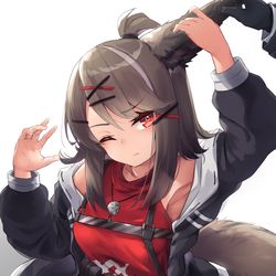 This is a pixiv picture whose title is 耳を引っ張らないで….