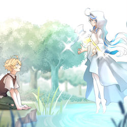 This is a pixiv picture whose title is Mercury and The woodcutter.