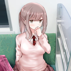 This is a pixiv picture whose title is 通勤電車でぱんつを見せてくるポニテJK.