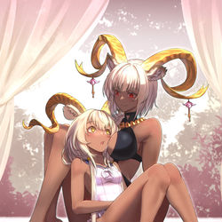 This is a pixiv picture whose title is 褐色姉妹.