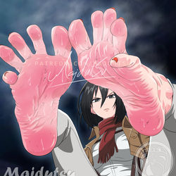 This is a pixiv picture whose title is Mikasa Smelly Feet.