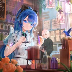 This is a pixiv picture whose title is 薬草調合中🌿.