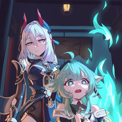 This is a pixiv picture whose title is 寒鸦&藿藿.