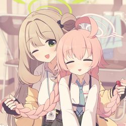 This is a pixiv picture whose title is ノノミママ & 三つ編みホシノちゃん.
