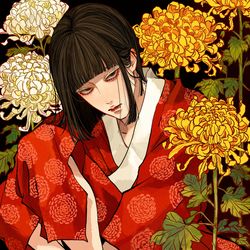 This is a pixiv picture whose title is 菊合わせ.