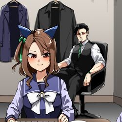 This is a pixiv picture whose title is キングとトレーナーのドンジャラ(ウマ).