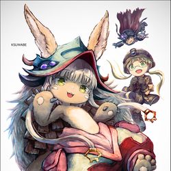 This is a pixiv picture whose title is ナナチ＆ミーティ＆リコ＆レグ.