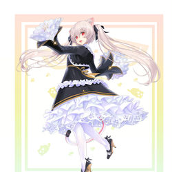 This is a pixiv picture whose title is フリルいっぱい≫ツインテのらきゃっとさん≪くるくる.