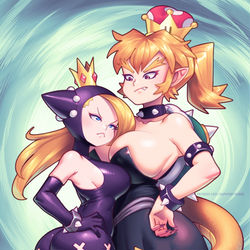 This is a pixiv picture whose title is Wapeach + Bowsette.