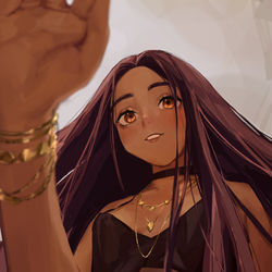 This is a pixiv picture whose title is On Demi's Lap.
