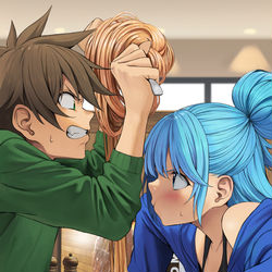 This is a pixiv picture whose title is 『10秒後に全て盗られるアクア』.