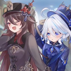 This is a pixiv picture whose title is 胡桃とフリーナ.