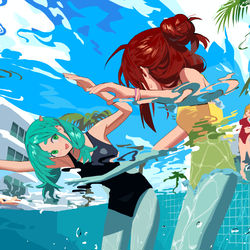 This is a pixiv picture whose title is 泳ぐことを学ぶ #1😎.