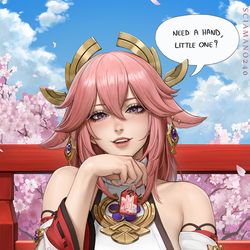 This is a pixiv picture whose title is Yae Miko - Genshin Impact.
