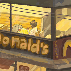 This is a pixiv picture whose title is 夜のマック.