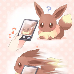 This is a pixiv picture whose title is なかなか撮らせてくれないイーブイ.