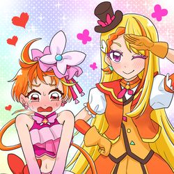 This is a pixiv picture whose title is キュアウィングとキュアバタフライ　衣装交換.