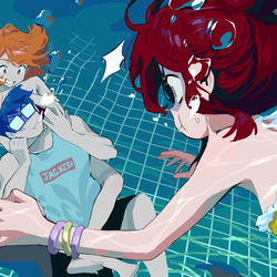 This is a pixiv picture whose title is 泳ぐことを学ぶ #2😱.