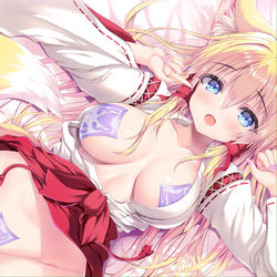 This is a pixiv picture whose title is まえばり巫女っぱい.