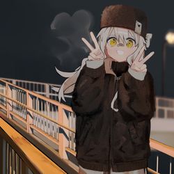 This is a pixiv picture whose title is 歩道橋.