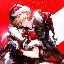 This is a pixiv picture whose title is Merry Christmas Kiss. 🎄.
