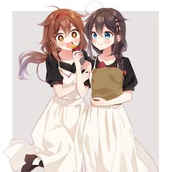 This is a pixiv picture whose title is 時雨ちゃんに白露お姉ちゃんの服.