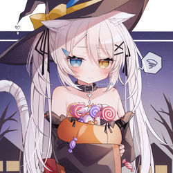 This is a pixiv picture whose title is 魔女っ子けもみみ🎃.