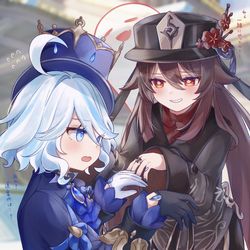 This is a pixiv picture whose title is 胡桃とフリーナ②.