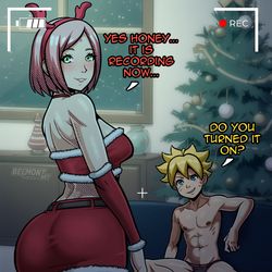 This is a pixiv picture whose title is Sakura and Boruto.
